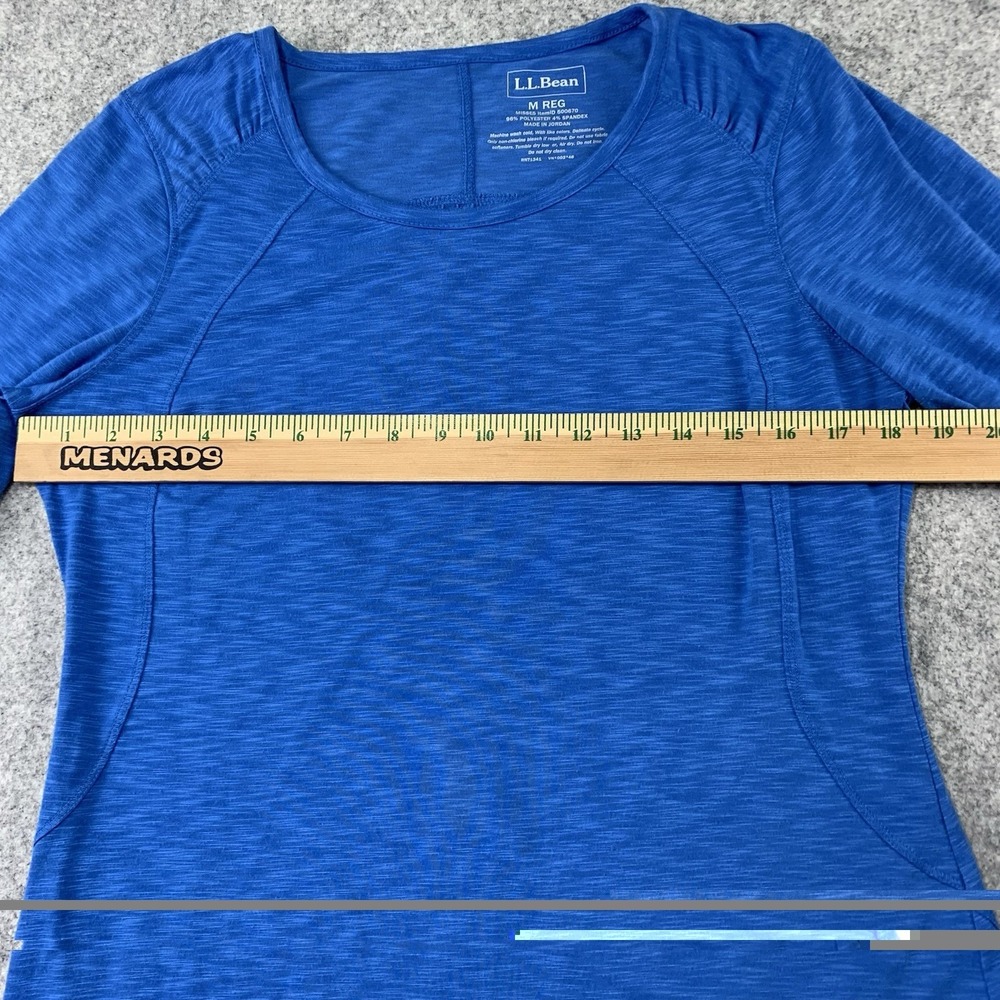 LL Bean Womens Top Size M Blue Long Sleeve Crewneck Activewear Space Dye 500670 - Picture 5 of 7